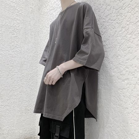 Men's Short-Sleeved T-Shirt With Irregular Large Slits